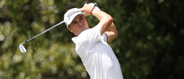 ATLANTA, GEORGIA - SEPTEMBER 02: Justin Thomas of the United States plays his shot from the second tee during the first round of the TOUR Championship at East Lake Golf Club on September 02, 2021 in Atlanta, Georgia. (Photo by Kevin C. Cox/Getty Images)